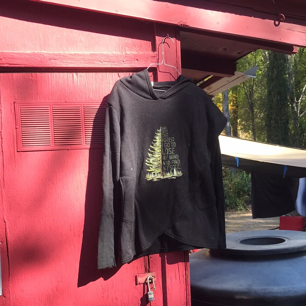 Black Hoodie with Forest Graphic